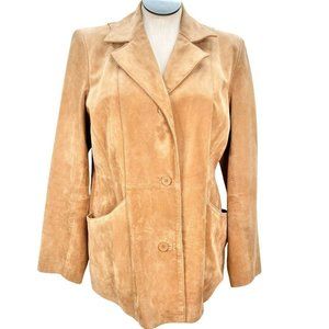 Dialogue Women's Large Camel Suede Leather Coat P… - image 1